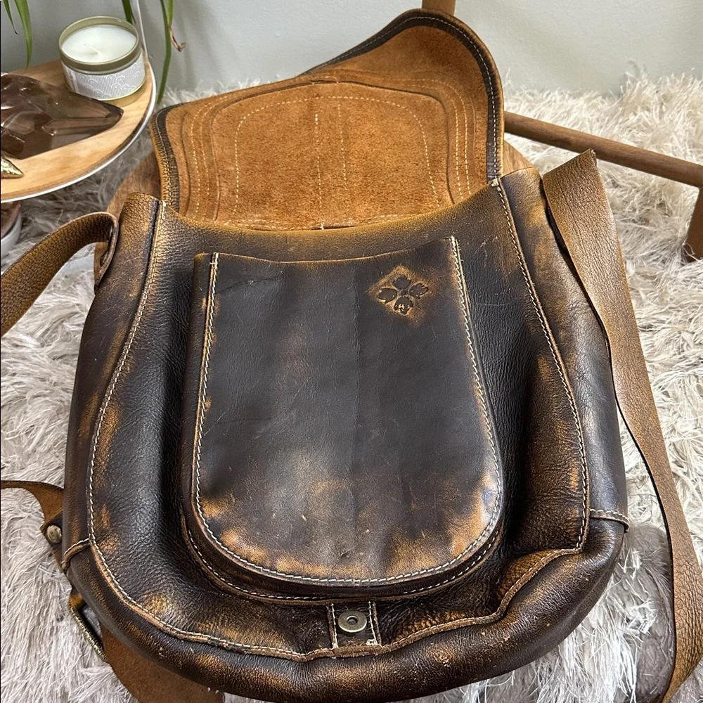 Patricia Nash Brown Distressed Italian Leather Barcelona‎ Saddlebag Crossbody - Picture 7 of 17